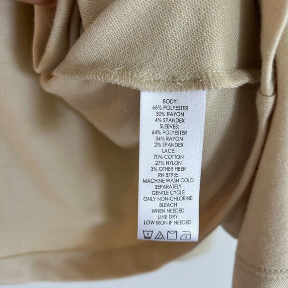 Logo Lori Goldstein Cardigan XL Tan Hoodie Open Front Lace Hood - Picture 11 of 11